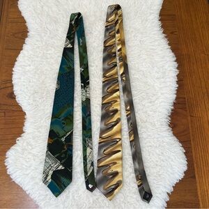 Funky Vintage Neckties Halston and J. Garcia Set of 2